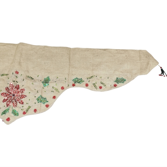 Pier 1 2pc Beaded Christmas Tree Skirt and Fireplace Mantel Set - Picture 3 of 12